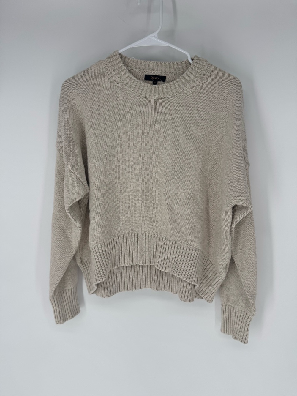 Quince 100% organic cotton Crewneck Sweater in Light Beige